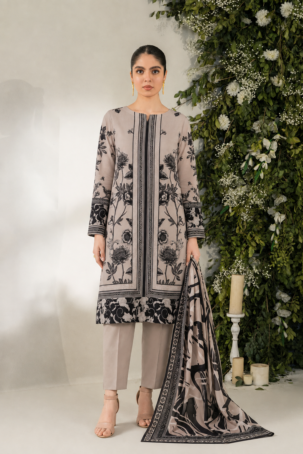 Digital Printed Linen 3-Piece Suit