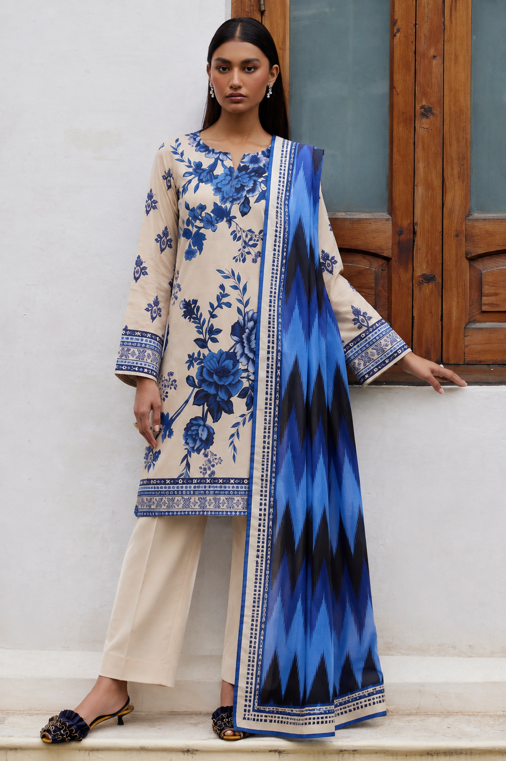 Digital Printed Linen 3-Piece Suit