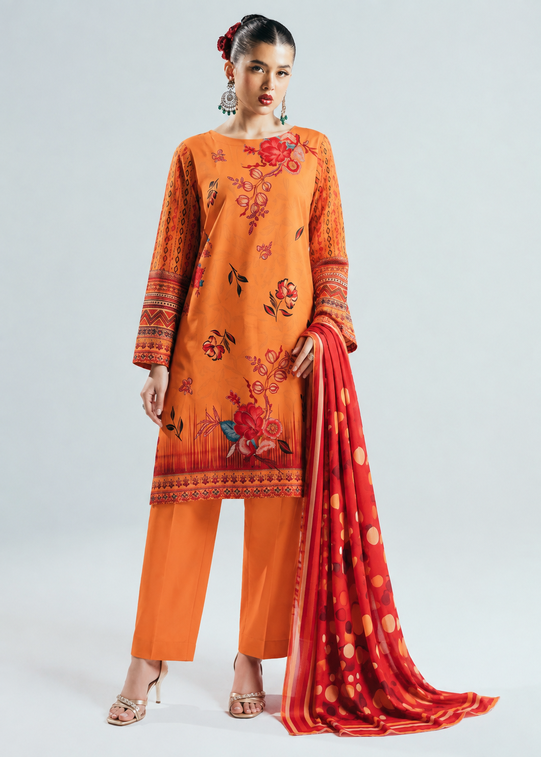 Digital Printed Linen 3-Piece Suit
