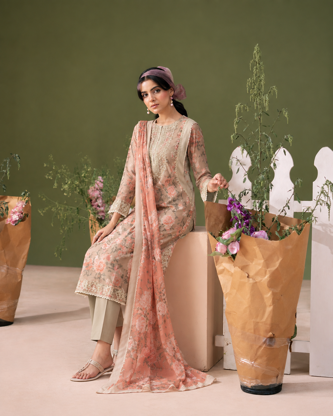 3-Piece Printed Embroidered Karandi Suit