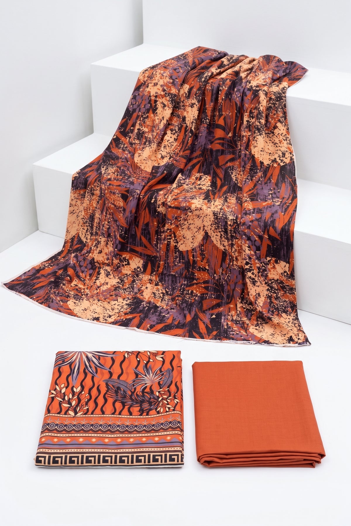 Digital Printed Linen 3-Piece Suit