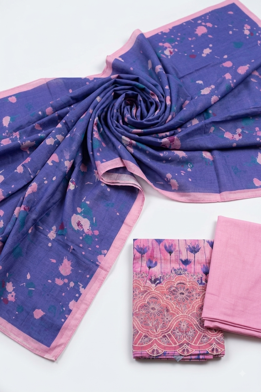JJ Printed & Boarder Emb Lawn 3PC