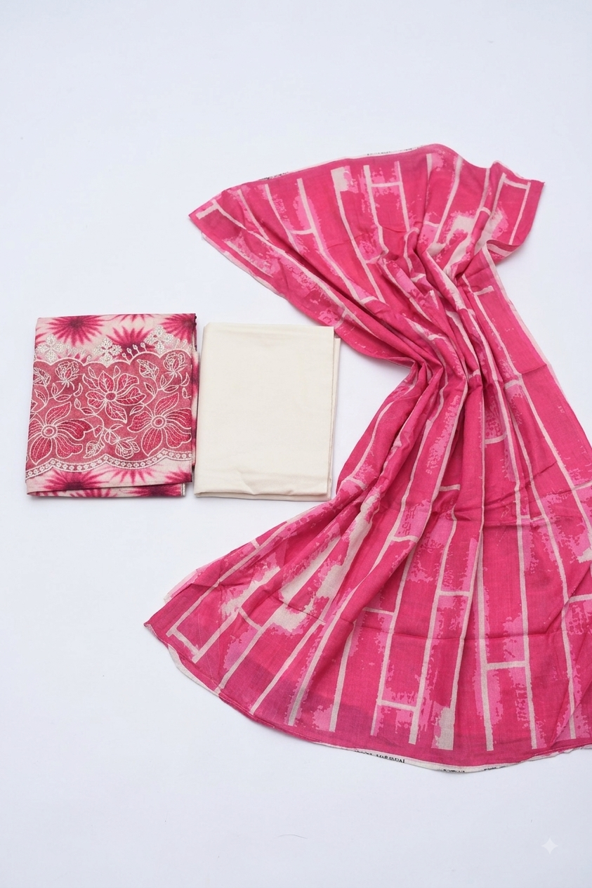 JJ Printed & Boarder Emb Lawn 3PC
