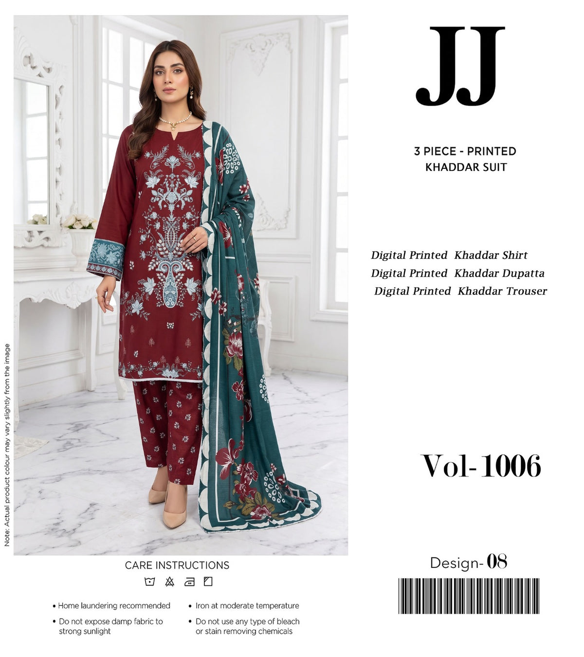 JJ – 3 Piece Printed Khaddar Suit | Vol-1006