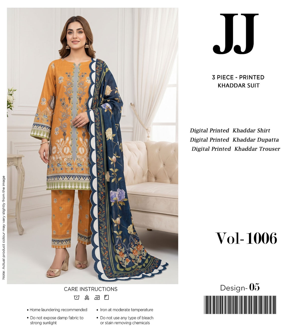 JJ – 3 Piece Printed Khaddar Suit | Vol-1006