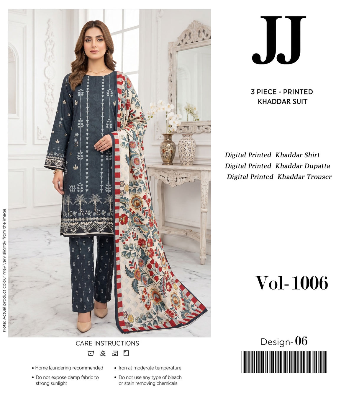 JJ – 3 Piece Printed Khaddar Suit | Vol-1006